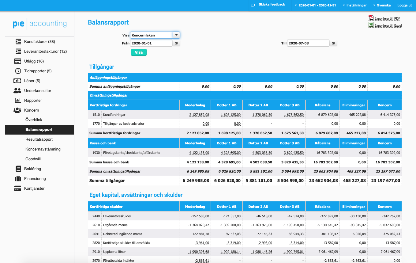 3. Balansrapport (skärmbild 2 av 2)