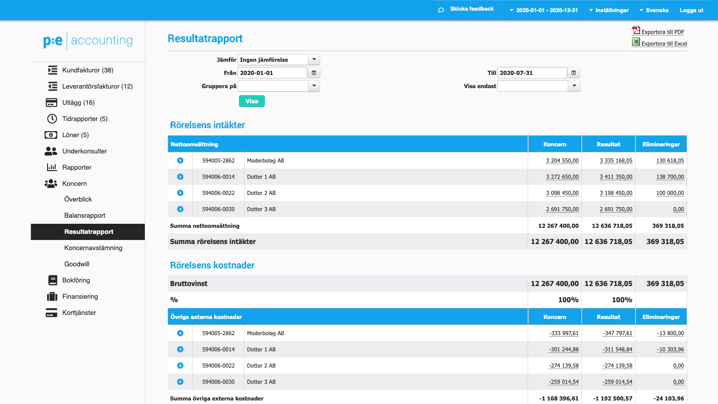 4. Resultatrapport (skärmbild 1 av 3)
