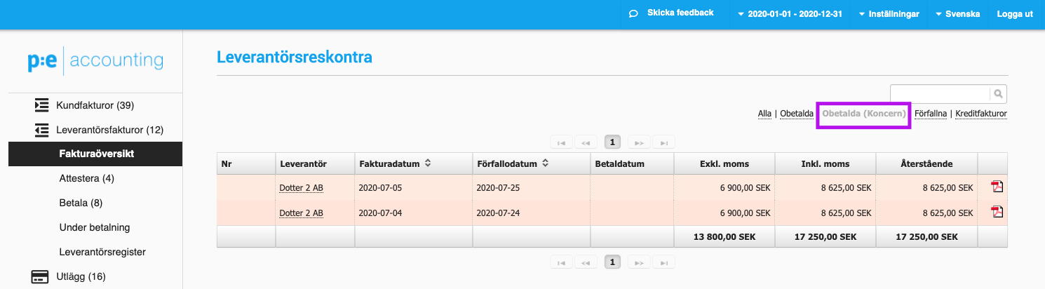 6. Koncerninterna transaktioner (skärmbild 2 av 3)