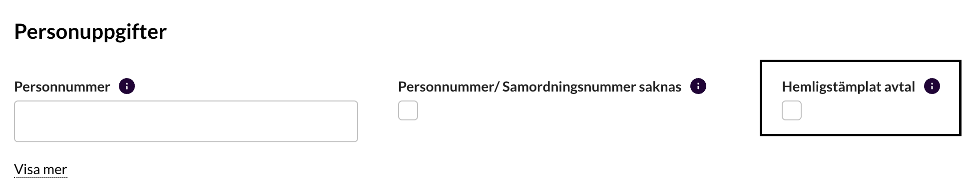 Kryssruta på anställningsavtalet