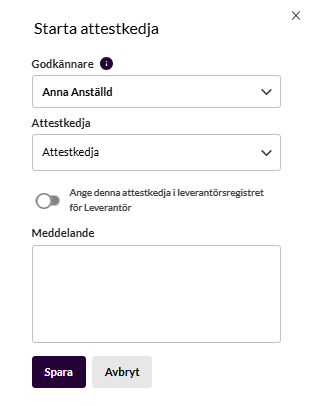 Starta en attestkedja (skärmbild 3 av 3)