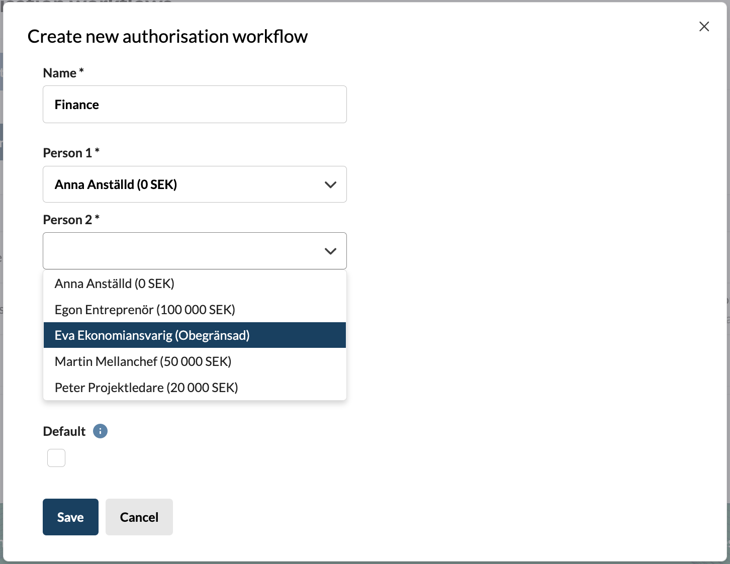 3. Create authorisation workflows (skärmbild 1 av 2)