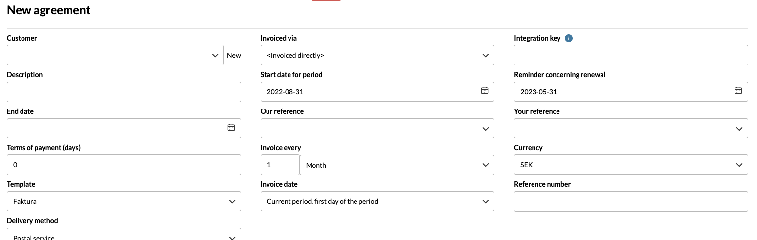 Create a new contract