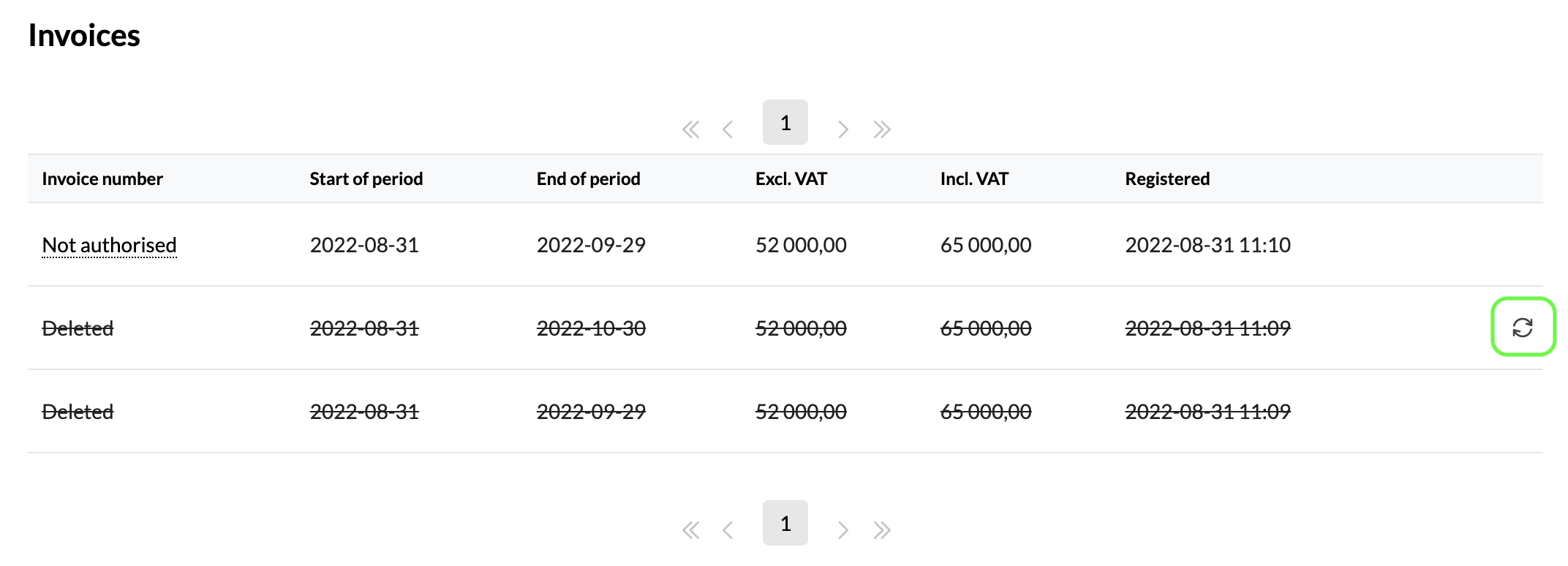 Recreate removed invoices