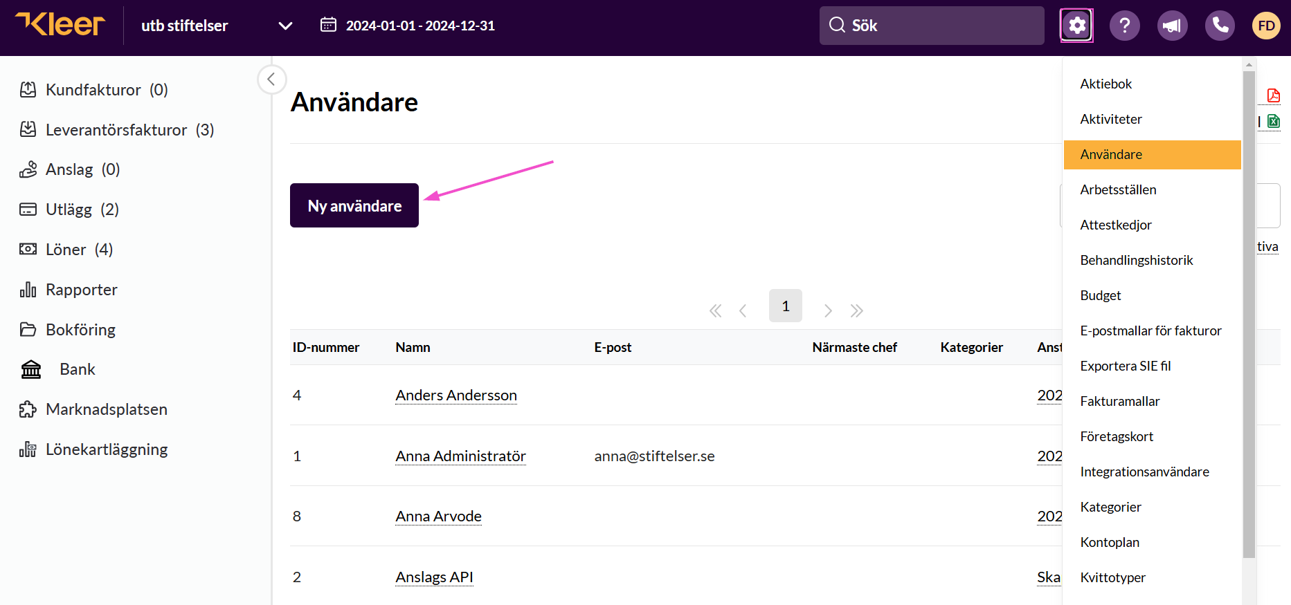 Användare och behörigheter (skärmbild 1 av 7)