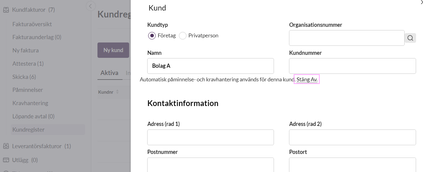 Skickar ni påminnelser och krav manuellt eller automatiskt? (skärmbild 3 av 6)